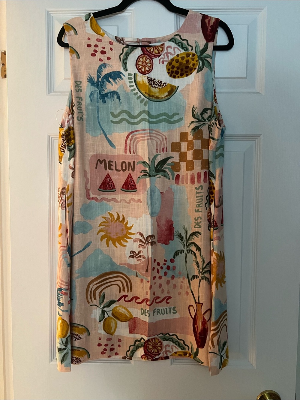 Sleeveless Melon Print Mini Dress in Pastel Multi